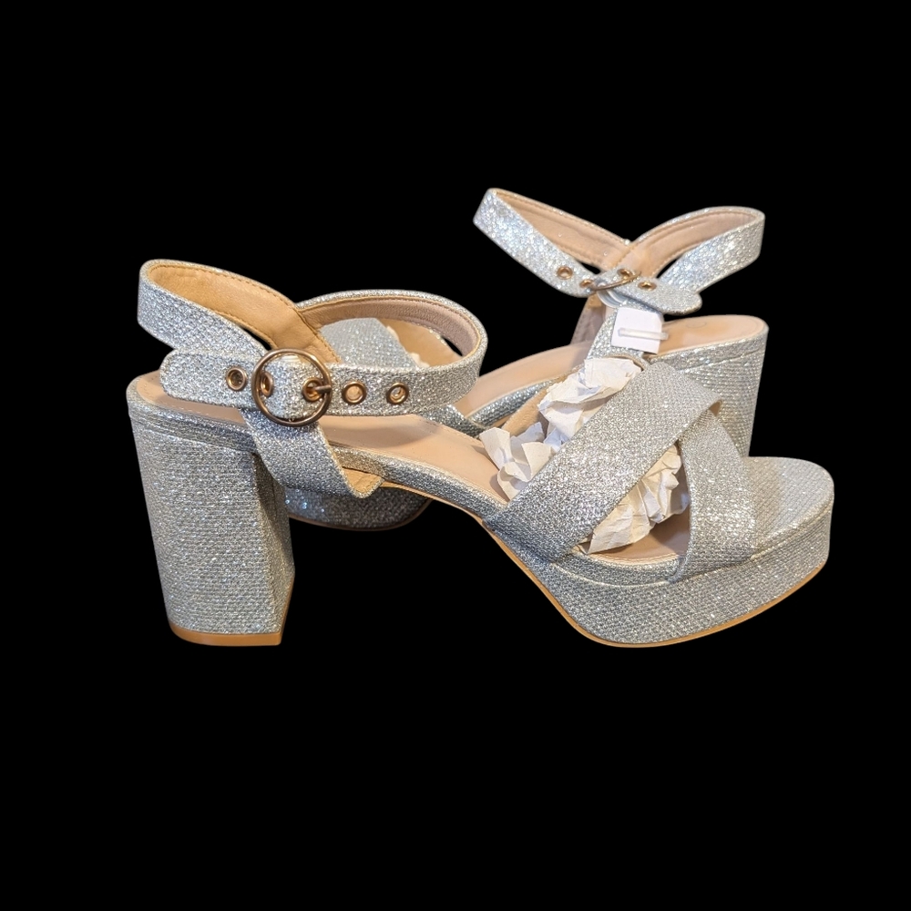 Sparkly Silver Platform Heels
